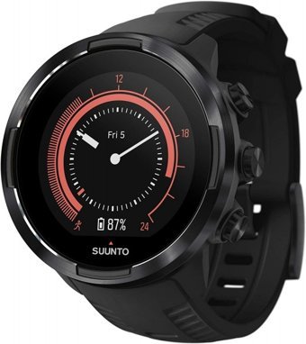 Suunto 9 Baro Su Geçirmez 50 mm Silikon Kordon Daire Unisex Akıllı Saat Siyah