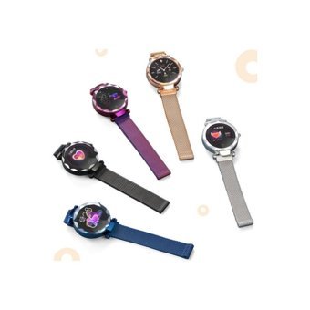 Rowen Hi 18 Su Geçirmez Metal Örgü Kordon Daire Tansiyon Ölçen Unisex Akıllı Saat Siyah