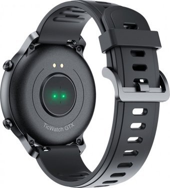 Ticwatch GTX Su Geçirmez 48.7 mm TPU Kordon Daire Unisex Akıllı Saat Siyah