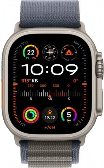 Apple Watch Ultra 2 Apple Uyumlu WatchOS Su Geçirmez 49 mm Örgü Kordon Kare Unisex Sim Kartlı Akıllı Saat Mavi