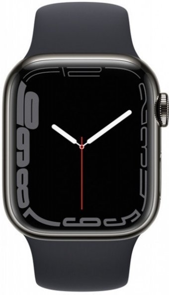 Apple Watch Series 7 Cellular Apple Uyumlu WatchOS Su Geçirmez 41 mm Fluoro Elastomer Kauçuk Kordon Kare Unisex Sim Kartlı Akıllı Saat Grafit