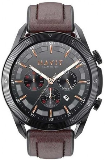 Havit M9030 Pro Su Geçirmez Deri Kordon Daire Tansiyon Ölçen Unisex Akıllı Saat Kahverengi