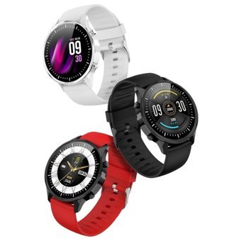 Robor R-GT E Silikon Kordon Daire Tansiyon Ölçen Unisex Akıllı Saat Kırmızı