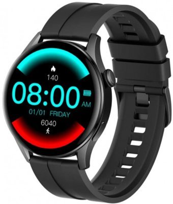 Carmenta Watch Gtt One Silikon Kordon Daire Tansiyon Ölçen Unisex Akıllı Saat Siyah