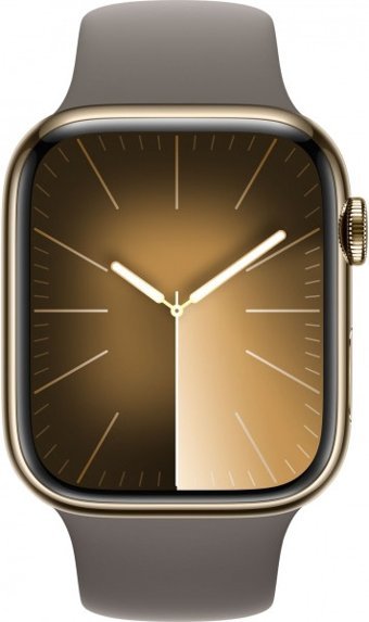 Apple Watch Series 9 Cellular Apple Uyumlu WatchOS Su Geçirmez 45 mm Fluoro Elastomer Kauçuk Kordon Kare Unisex Sim Kartlı Akıllı Saat Kahverengi