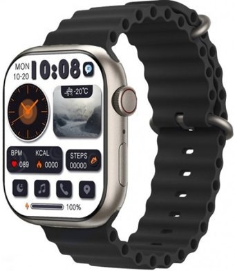 Winex Watch 9 Pro Su Geçirmez Silikon Kordon Kare Tansiyon Ölçen Unisex Akıllı Saat Siyah