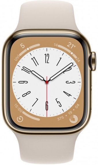 Apple Watch Series 8 Cellular Apple Uyumlu WatchOS Su Geçirmez 41 mm Silikon Kordon Kare Unisex Sim Kartlı Akıllı Saat Krem