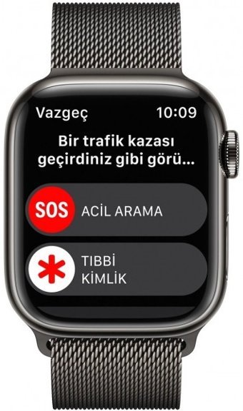 Apple Watch Series 8 Cellular Apple Uyumlu WatchOS Su Geçirmez 41 mm Metal Örgü Kordon Kare Unisex Sim Kartlı Akıllı Saat Siyah