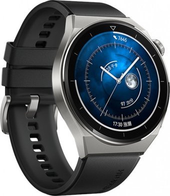 Huawei Watch GT 3 Pro Titanium HarmonyOS Su Geçirmez 46.6 mm Fluoro Kauçuk Kordon Daire Unisex Akıllı Saat Siyah