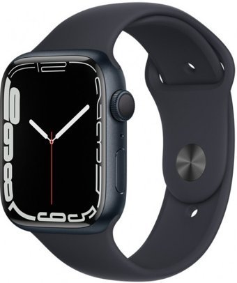 Apple Watch Series 7 Apple Uyumlu WatchOS Su Geçirmez 45 mm Fluoro Elastomer Kauçuk Kordon Kare Unisex Akıllı Saat Siyah