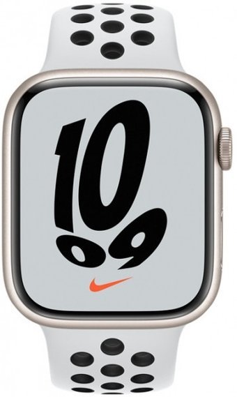 Apple Watch Nike Series 7 Apple Uyumlu WatchOS Su Geçirmez 45 mm Fluoro Elastomer Kauçuk Kordon Kare Unisex Akıllı Saat Beyaz