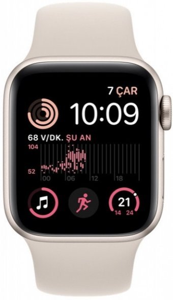 Apple Watch SE 2 Cellular Apple Uyumlu WatchOS Su Geçirmez 40 mm Silikon Kordon Kare Unisex Sim Kartlı Akıllı Saat Krem