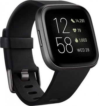 Fitbit Versa 2 Su Geçirmez 40 mm Silikon Kordon Kare Unisex Akıllı Saat Siyah