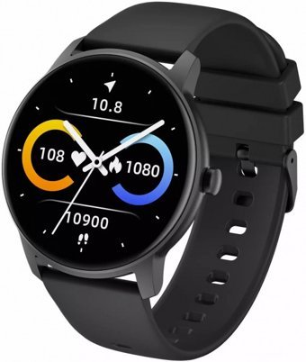 Wiwu SW03 Su Geçirmez 41 mm Silikon Kordon Daire Tansiyon Ölçen Unisex Akıllı Saat Siyah
