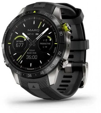 Garmin MARQ Athlete Gen 2 (010-02648-41) Su Geçirmez 46 mm Silikon Kordon Daire Unisex Akıllı Saat Siyah
