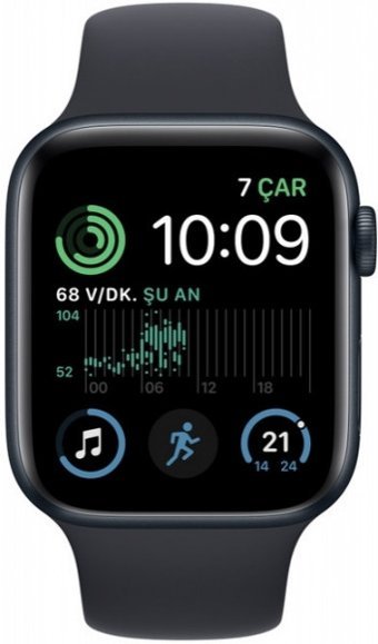 Apple Watch SE 2 Apple Uyumlu WatchOS Su Geçirmez 44 mm Silikon Kordon Kare Unisex Sim Kartlı Akıllı Saat Siyah