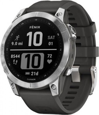 Garmin Fenix 7 Su Geçirmez 47 mm Silikon Kordon Daire Unisex Akıllı Saat Siyah