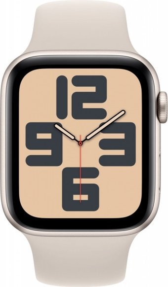 Apple Watch SE 2 2023 Cellular Apple Uyumlu WatchOS Su Geçirmez 44 mm Silikon Kordon Kare Unisex Sim Kartlı Akıllı Saat Krem