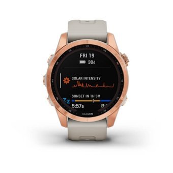 Garmin Fenix 7S Solar Su Geçirmez 42 mm Silikon Kordon Daire Unisex Akıllı Saat Gri