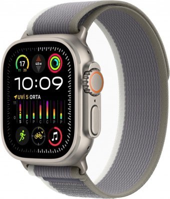 Apple Watch Ultra 2 Apple Uyumlu WatchOS Su Geçirmez 49 mm Naylon Örgü Kordon Kare Unisex Sim Kartlı Akıllı Saat Gri