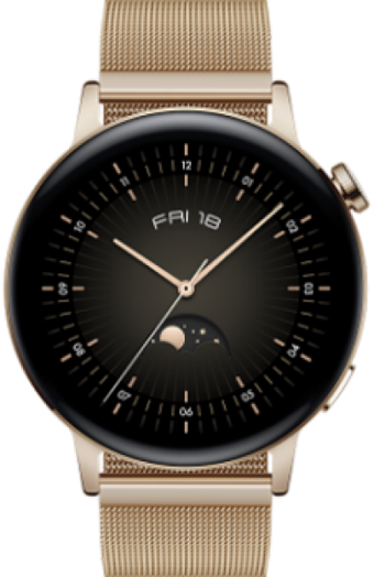 Huawei Watch GT 3 Elegant Milanese HarmonyOS Su Geçirmez 42.3 mm Metal Örgü Kordon Daire Unisex Akıllı Saat Altın