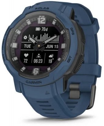 Garmin Instinct Crossover Solar (010-02730-01) Su Geçirmez 45 mm Silikon Kordon Daire Unisex Akıllı Saat Mavi