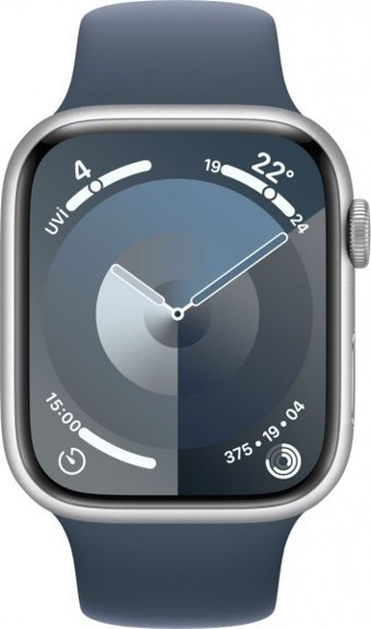 Apple Watch Series 9 Apple Uyumlu WatchOS Su Geçirmez 45 mm Fluoro Elastomer Kauçuk Kordon Kare Unisex Akıllı Saat Mavi