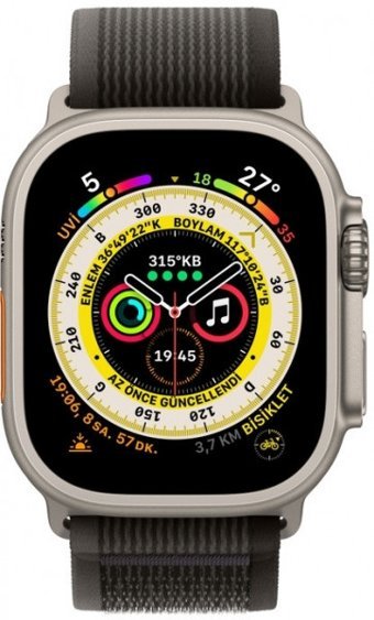 Apple Watch Ultra Apple Uyumlu WatchOS Su Geçirmez 49 mm Naylon Örgü Kordon Kare Unisex Sim Kartlı Akıllı Saat Siyah