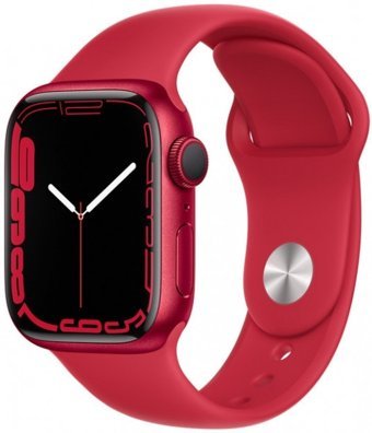 Apple Watch Series 7 Apple Uyumlu WatchOS Su Geçirmez 41 mm Fluoro Elastomer Kauçuk Kordon Kare Unisex Akıllı Saat Kırmızı