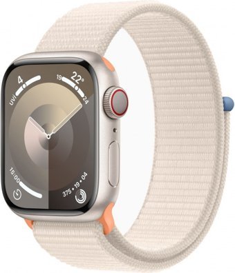 Apple Watch Series 9 Cellular Apple Uyumlu WatchOS Su Geçirmez 41 mm Örgü Kordon Kare Unisex Sim Kartlı Akıllı Saat Krem