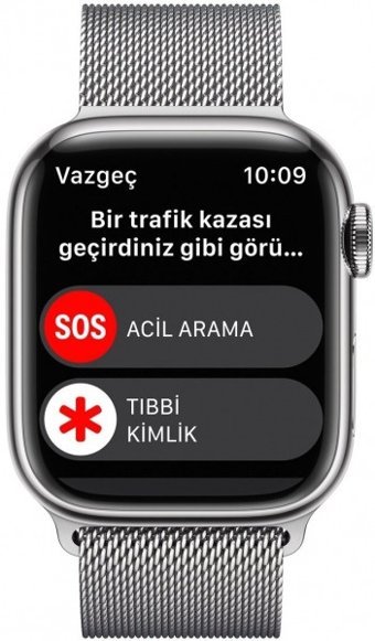 Apple Watch Series 8 Cellular Apple Uyumlu WatchOS Su Geçirmez 41 mm Metal Örgü Kordon Kare Unisex Sim Kartlı Akıllı Saat Gümüş
