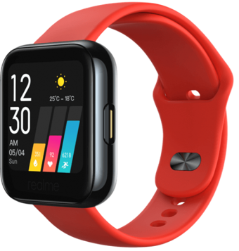 Realme Watch (RMA161) Su Geçirmez Silikon Kordon Kare Unisex Akıllı Saat Kırmızı