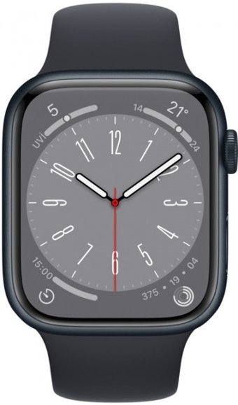 Apple Watch Series 8 Apple Uyumlu WatchOS Su Geçirmez 45 mm Fluoro Elastomer Kauçuk Kordon Kare Unisex Akıllı Saat Siyah