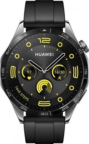 Huawei Watch GT 4 (55020BGS) HarmonyOS Su Geçirmez 46 mm Fluoro Elastomer Kauçuk Kordon Daire Unisex Akıllı Saat Siyah