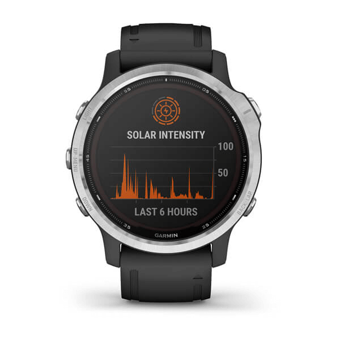 Garmin Fenix 6S Solar Su Geçirmez 42 mm Silikon Kordon Daire Unisex Akıllı Saat Siyah