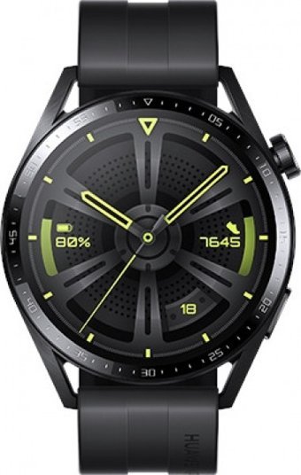 Huawei Watch GT 3 Active HarmonyOS Su Geçirmez 45.9 mm Fluoro Elastomer Kauçuk Kordon Daire Unisex Akıllı Saat Siyah