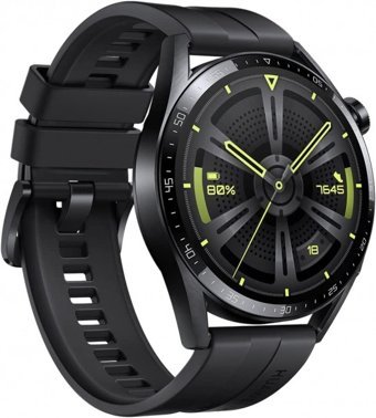 Huawei Watch GT 3 Active HarmonyOS Su Geçirmez 45.9 mm Fluoro Elastomer Kauçuk Kordon Daire Unisex Akıllı Saat Siyah