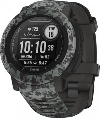 Garmin Instinct 2 Camo (010-02626-03) Su Geçirmez 45 mm Silikon Kordon Daire Unisex Akıllı Saat Gri