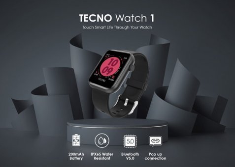 Tecno Watch 1 (TSP-W01) 41 mm Silikon Kordon Kare Tansiyon Ölçen Unisex Akıllı Saat Siyah