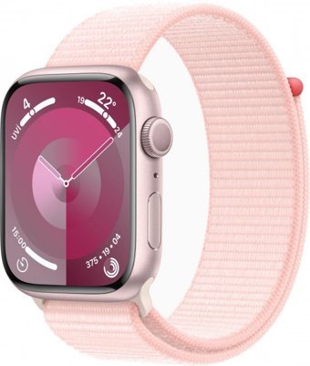 Apple Watch Series 9 Apple Uyumlu WatchOS Su Geçirmez 45 mm Örgü Kordon Kare Unisex Akıllı Saat Pembe