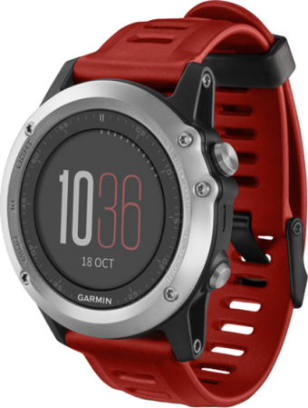 Garmin Fenix 3 Su Geçirmez 51 mm Silikon Kordon Daire Unisex Akıllı Saat Kırmızı