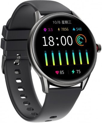 Wiwu SW04 Su Geçirmez 42.4 mm Silikon Kordon Daire Unisex Akıllı Saat Siyah