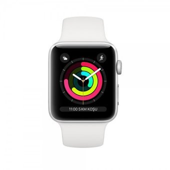 Apple Watch Series 3 Apple Uyumlu WatchOS Su Geçirmez 42 mm Fluoro Elastomer Kauçuk Kordon Kare Unisex Akıllı Saat Beyaz