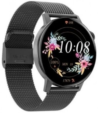 Torima DT3 Mini Su Geçirmez Metal Örgü Kordon Daire Unisex Akıllı Saat Siyah