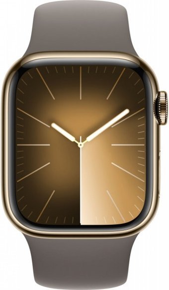 Apple Watch Series 9 Cellular Apple Uyumlu WatchOS Su Geçirmez 41 mm Fluoro Elastomer Kauçuk Kordon Kare Unisex Sim Kartlı Akıllı Saat Kahverengi
