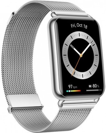 Huawei Watch Fit 2 Gümüş Su Geçirmez 46 mm Metal Örgü Kordon Dikdörtgen Unisex Akıllı Saat Gümüş