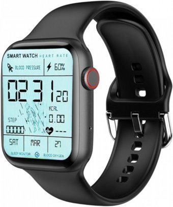 Technomen Watch 7 Su Geçirmez Silikon Kordon Kare Unisex Akıllı Saat Siyah