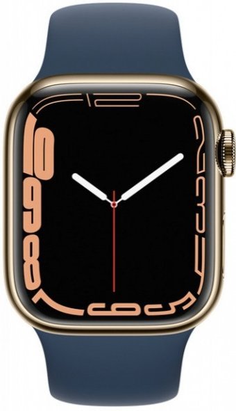 Apple Watch Series 7 Cellular Apple Uyumlu WatchOS Su Geçirmez 45 mm Fluoro Elastomer Kauçuk Kordon Çelik Kasa Kare Unisex Sim Kartlı Akıllı Saat Mavi