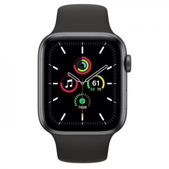 Apple Watch SE Cellular Apple Uyumlu WatchOS Su Geçirmez 44 mm Silikon Kordon Kare Unisex Sim Kartlı Akıllı Saat Siyah