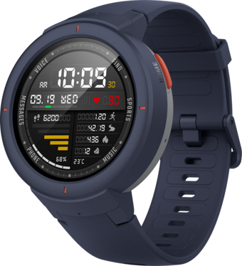 Amazfit Verge Su Geçirmez 43 mm Silikon Kordon Daire Unisex Akıllı Saat Mavi